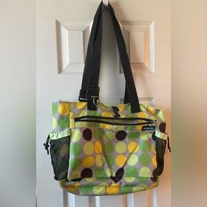 Kavu Colorful Polka Dot Tote - Green, Yellow, Brown